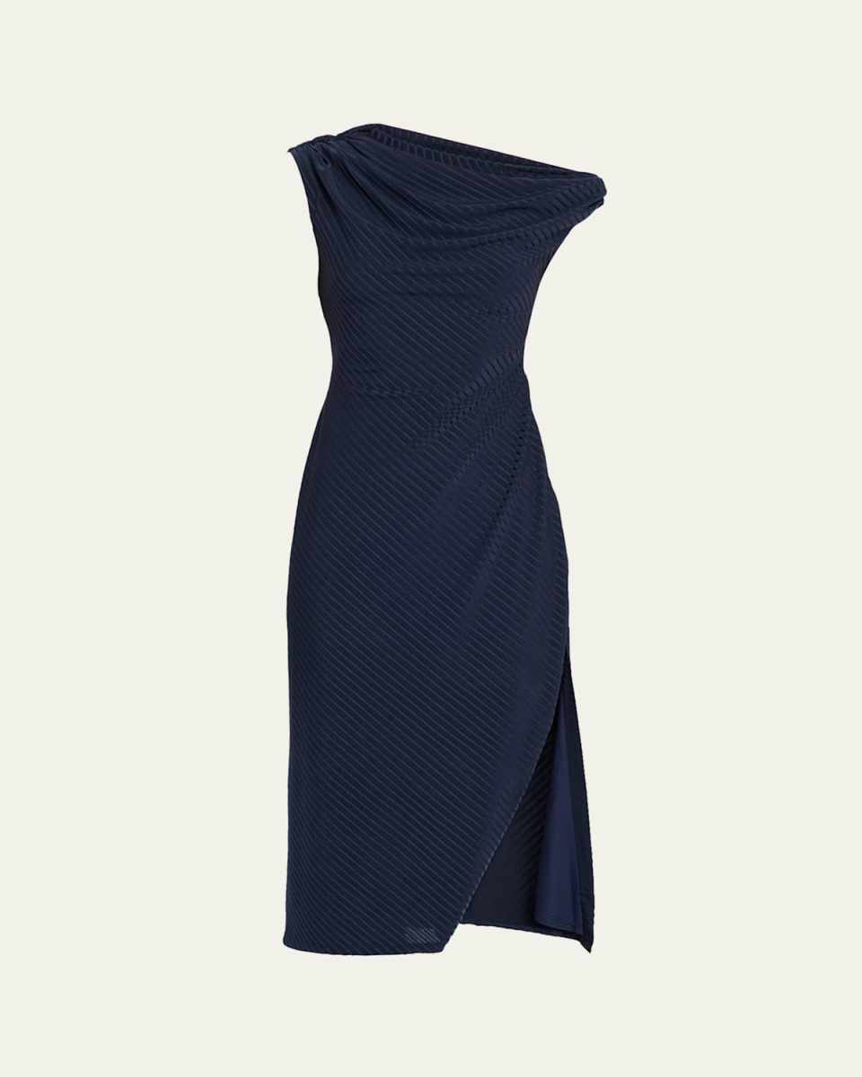 Benja Ribbed Asymmetric Midi Dress
